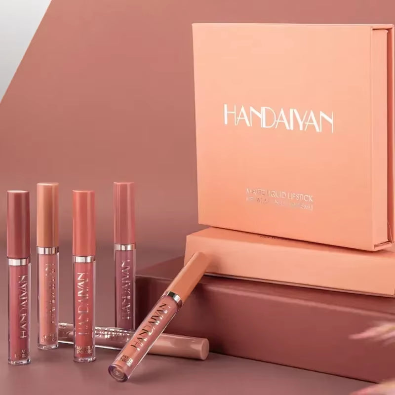 LuxeMatte™ by Handaiyan – 6-Piece Waterproof Matte Lipstick Set
