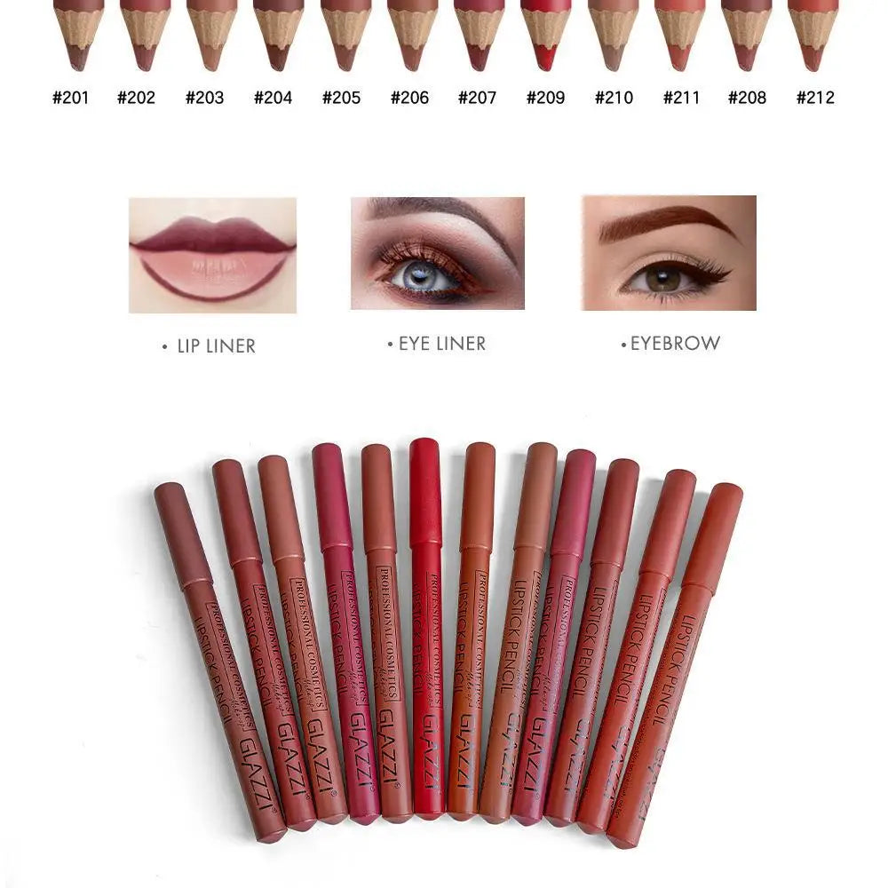 Professional Matte Lip Pencil Set - Long Lasting Waterproof Lipstick