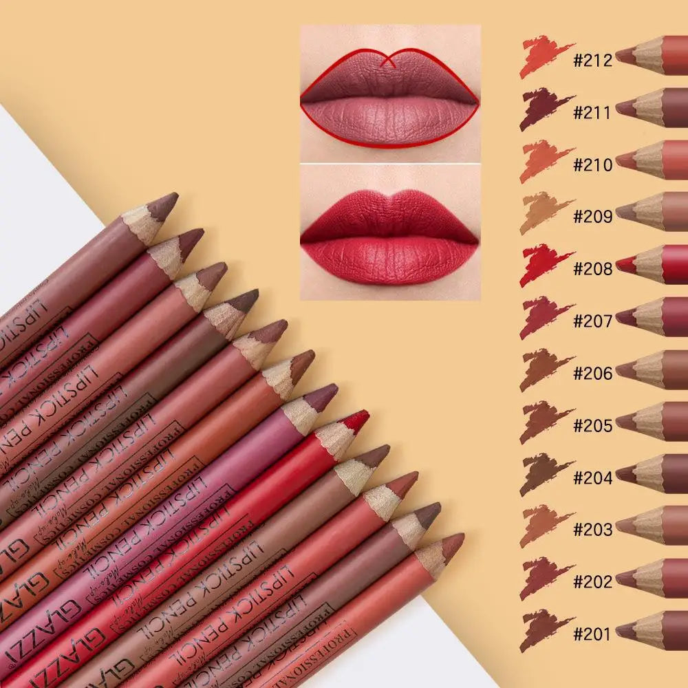 Professional Matte Lip Pencil Set - Long Lasting Waterproof Lipstick